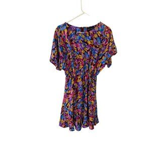 Donna Morgan Women's Colorful Floral Short Sleeve zfit And Flare Dress - Large
